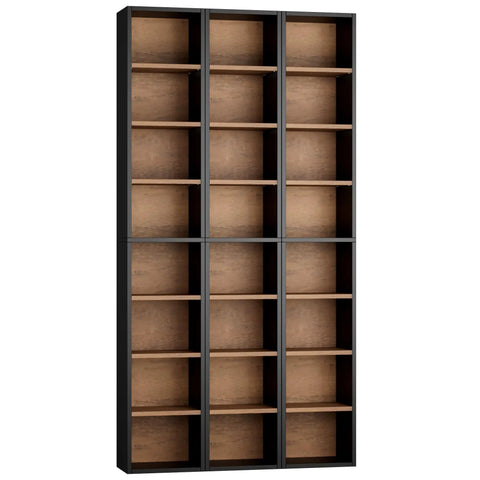 Heavy Duty Eight Tier Narrow Bookshelf With Adjustable Wooden Shelves Sleek Media Tower Rack For DVD And CD Storage Top Shelf Particleboard Design Sweet Space Saving Storage For Living Room