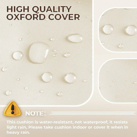 Close-up of waterproof Oxford fabric with water droplets on Outdoor Chaise Lounge Chair Cushion Waterproof Memory Foam Replacement.