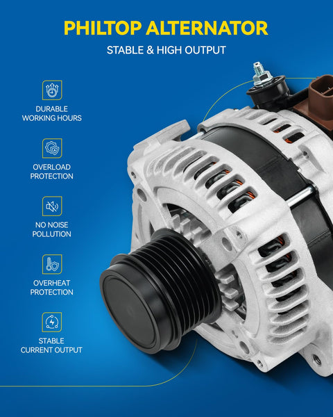 New 90 Amp Alternator For 2011 2012 2013 2014 Mazda 2 Mitsubishi Unit Replacement 12V CW Rotation 6 Groove Pulley High Output Auto Part