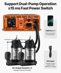 Rear view of Heavy Duty 2500W Sump Pump Battery Backup Inverter With LCD Display And Pure Sine Wave, showing dual-pump support features.
