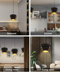 Plug In Pendant Light With Fabric Shade Three Tier Layered Hanging Lamp in bedroom, kitchen, dining room, living room