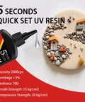 60g UV Resin Kit With Rechargeable Light Pro Grade Bonding System Fast 5 Second Cure Crystal Clear Glue featured in artistic scene.