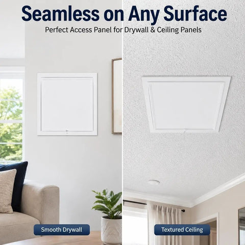 No Sweat Heavy Duty Metal Access Panel For Drywall Wall And Ceiling Concealed Hole Cover Paintable White Access Door For Attic Basement Bath 30X32 Inch with smooth and textured finishes.