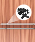 Black Finish Glass Shower Door Hinges Set With Metal Clamps Cold Rolled Steel Construction 4-Pair Kit shown with glass panel