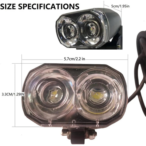 Ride Ready Electric Bike Front Light Mount On Handlebar With 3 Pin Female Waterproof Connector LED Headlight with yellow plug