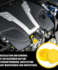 2 Pack Engine Radiator Coolant Reservoir Tank With Yellow Cap Replacement OEM 21712 79900 Check Vehicle Fitment Plug And Play Durable Replacement Part installed in engine
