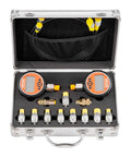 Digital Hydraulic Pressure Test Kit With Dual Gauge 0 To 10000 PSI Manometer Tester Includes Nine Test Couplings Two Quick Release Couplers And Two Hoses For Excavators And Construction Machinery Pro Grade in metallic carry case