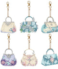 Six Piece Double Sided Diamond Painting Keychain Kit Set For Beginners And Adults, DIY Diamond Art Ornament Keychains shown.