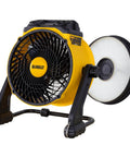 Heavy Duty Industrial Air Purifier Fan With HEPA Filter And 4000 CFM Power, showing PM2.5 sensor and 360 degree tilt, black and yellow design.