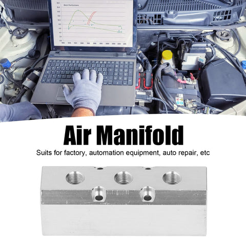 Aluminum Air Manifold Block 40x40mm Heavy Duty High Flow With G1/2 Inlet And G1/4 Outlet For Pneumatic Systems