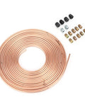 25ft Copper Plated Brake Line Tubing 3 16 Inch OD With Fittings For Cars And Trucks, coiled tubing with fittings shown