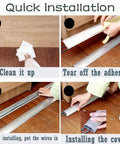 Steps to install Paintable Aluminum Cable Raceway Kit With Self Adhesive Cord Cover For Floor And Wall Keeps Wires Hidden