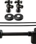 Two 1/2 Inch IPS Cross Handle Angle Stops With 1/4-Turn Valves For Pedestal Sink, Complete Installation Kit, Oil Rubbed Bronze