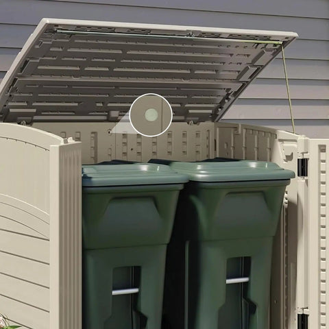 Premium 20 Pack Replacement Bolts Compatible With Suncast Storage Sheds installed in shed lid securing outdoor trash bins.