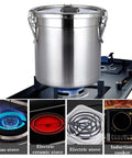 Solid 304 Stainless Steel Food Storage Canisters With No Sweat Snap Lids, massive airtight container on a gas stove.