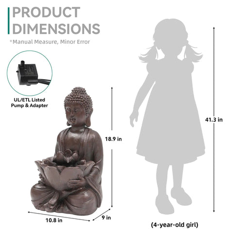 Chill Zen Buddha Outdoor Water Fountain 19 Inch Handcrafted Statue Water Feature With Soothing Waterfalls And Lights for decor