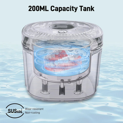 Ultrasonic Retainer Cleaner With UV Lights 45kHz Deep Cleaning Pod 200ml transparent tank cleaning dentures