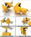 Tough As Nails Three Inch Heavy Duty Bench Vise With Rock Solid Steel Build And True Three Sixty Degree Swivel Base, yellow steel design.