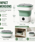 Portable Foldable Mini Washing Machine With Fast Spin Dryer And Flexible Wash Options For Baby Gear Gym Socks And Road Trips Compact build and dimensions.