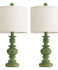 Rustic 27.5 Inch Table Lamp Set of 2 with 3-Way Dimmable Touch Control, USB Ports, Farmhouse Bedside Nightstand Lamps, green base