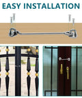 Heavy Duty Two Pack Eight Inch Gate Hook And Eye Latch Rock Solid Stainless Steel Security Latch mounted on door and fence.