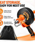 Wipe Blockages Off The Map With This Badass 33 Foot Heavy Duty Drain Snake Auger with retractable cable and storage bag.