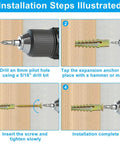 Installation steps for 20 Pack Gold Anchors And Screws Kit For Hollow Walls with Tree Shape Expansion, heavy duty hinge repair kit.
