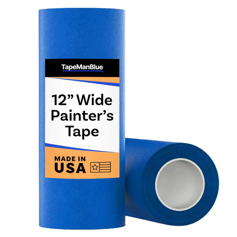 Extra Wide Blue Painters Tape for 3D Printing and Laser Cutting, 12 Inch by 60 Yards, Made in America, Clean Removal Up to 21 Days