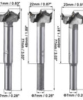 Tough As Nails Forstner Drill Bit Set 21 mm 22 mm 23 mm Carbide Tipped Wood Boring Hole Saw sizes with round shank.