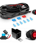 12 Inch 72W LED Light Bar Kit With 2 Pack 4 Inch 18W LED Pods Off Road Wiring Harness 16AWG 3 Leads For Truck SUV ATV UTV Golf Cart Boat With 2 Years Warranty wiring harness with relay, fuse, switch and connectors