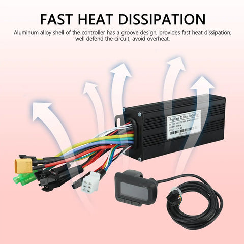 Electric Bike Controller LCD Display Kit For 24V 36V And 48V Systems 1000W To 1500W Motors 30A Sine Wave Controller With EN06 LCD Plug And Play All In One Complete Kit For E Bikes And Scooters Three Mode Operation