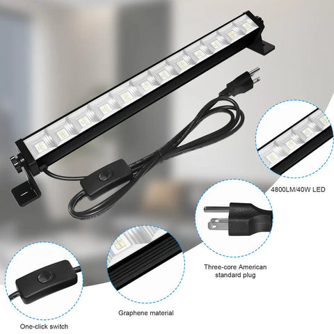 Two Pack 40W LED Shop Lights Daylight White 6000K 4800 Lumens Plug In Work Light with 6.5 ft cord and easy switch