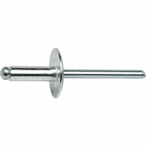 Single Beefy Large Flange Pop Rivet, Aluminum Body, Steel Mandrel, 3/16 x 1/4 inch, corrosion resistant, high shear strength