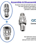 4-piece stainless steel 3/8 in pressure washer quick-connect fittings set with male and female adapters