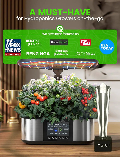 Smart Indoor Hydroponics System With 21 Pods App And WiFi Control 36W LED Grow Light Auto Drip Irrigation on table