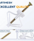 Drywall Anchor Kit With Screws 80 Pcs Self Drilling Hollow Wall Anchors For Three Eighths To One Half Inch Walls Easy Install With Standard Three Eighth Inch Drill Bit Includes 40 Anchors And 40 Screws Heavy Duty Mounting Hardware For Secure Fixes. white plastic drywall anchor with screw, close-up