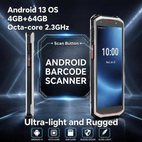 Android Barcode Scanner Powerhouse With 4G LTE And 4GB RAM 64GB ROM Supports 1D 2D And QR Codes Android 13 Wireless PDA