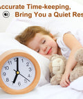 Three Piece Silent Clock Mechanism Kit With Eight Short Hands Battery Operated Quartz Movements In 16Mm 20Mm And 23Mm Shaft Lengths For No Fuss Easy DIY Clock Repair And Replacement shown on nightstand next to sleeping child