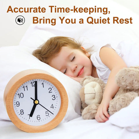 Three Piece Silent Clock Mechanism Kit With Eight Short Hands Battery Operated Quartz Movements In 16Mm 20Mm And 23Mm Shaft Lengths For No Fuss Easy DIY Clock Repair And Replacement shown on nightstand next to sleeping child