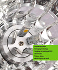 Close-up of ELUKHT 12 Pack Round LED Recessed Ceiling Lights 3.9in showing LED connection panel and crystal glass design.