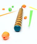 Pro Grade Bead Roller Quilling Tool With One Eighth Inch Slotted Metal Winding Pin, wood handle, paper beads around