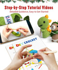 Hands crocheting with 8 Piece Beginner Crochet Starter Kit With 40 Percent Extra Yarn For Cute Animal Crochet Kits, phone tutorial.
