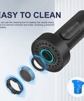 Dead Simple Install Bulletproof Build Slick Black Finish Single Handle Pull Down Kitchen Faucet Lead Free Stainless Steel Ceramic Cartridge Top Tier Sink Fixture nozzle components showing easy cleaning and maintenance.