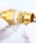 Brass Pipe Fitting Kit Half Inch NPT to Three Eighth Inch NPT Hex Bushing and Hex Reducer Nipple Set close-up
