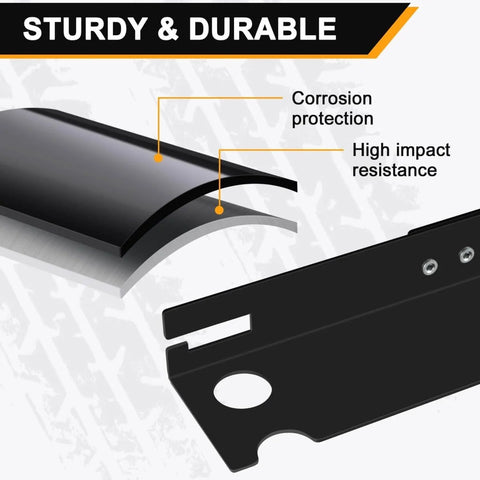 Close-up view of wheel alignment tool showcasing sturdy design, corrosion protection, high impact resistance features.