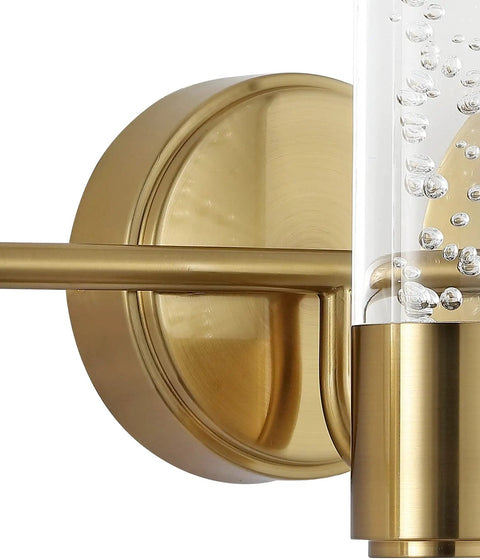 Oil Rubbed Bronze Modern Integrated LED Vanity Light Wall Sconce For Bathroom With Clear Bubble Acrylic Shade Minimalist Art Deco Style