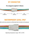 Diagram of Beefy 12 Pin Deutsch DT Waterproof Automotive Electrical Butt Connector Kit with 16 AWG wires and IP67 rating.