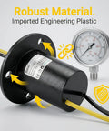 Heavy Duty Electrical Slip Ring 2 Wire Conductive Collector Ring 15A Per Ring 300mm Wire Length IP51 Rated For High Power Equipment And Industrial Accessories, black engineering plastic