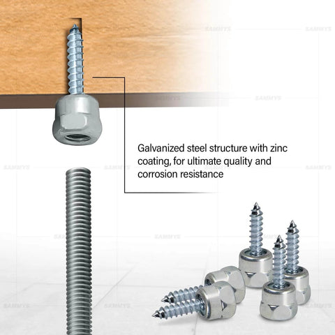 Quick Install Wood Threaded Rod Anchor Ten And Three Eighths Inch, Zinc Finished Steel, No Pre Drilling Required, in use