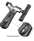 Oumers bike chain tool front view with black textured handle and silver head for breaking and installing chains